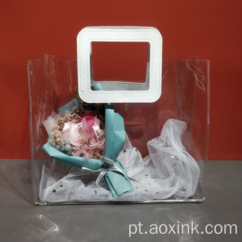 Bolsas de presente transparentes embalagens de casamento luxo com alça